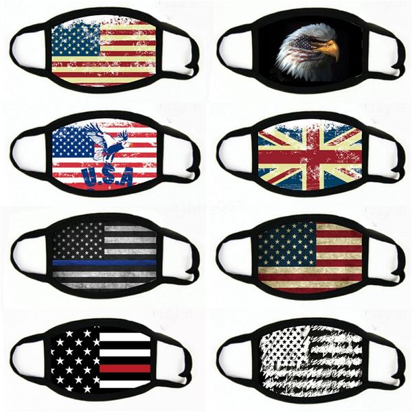 

children universal face mask fashion flag printing mask dust-proof washableadjustable face mask#900, Black