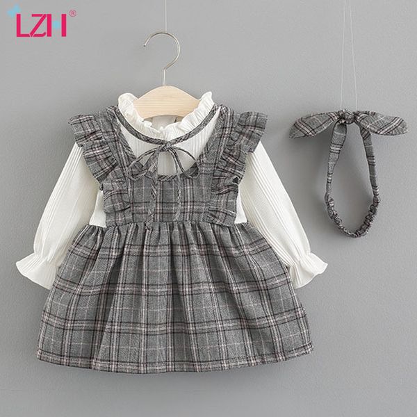 

lzh new autumn winter baby girls princess dress for baby girl plaid long sleeve dress infant party newborn clothes, Red;yellow