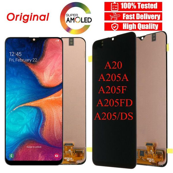 

cgjxsoriginal super amoled lcd display digitizer screen display for samsung galaxy a20 a205 sm -a205f black dhl