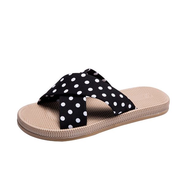 

крытый домашние тапочки летом дом моды женщин comfor мягкие нижние женская обувь тапочки женщин dot печати толстый нижний flatheel, Black