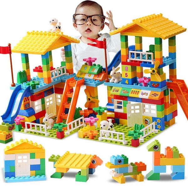 

slide castle blocks brick big childre size duploed toys city particle for house compatible building roof big blocks qylfms mywjqq