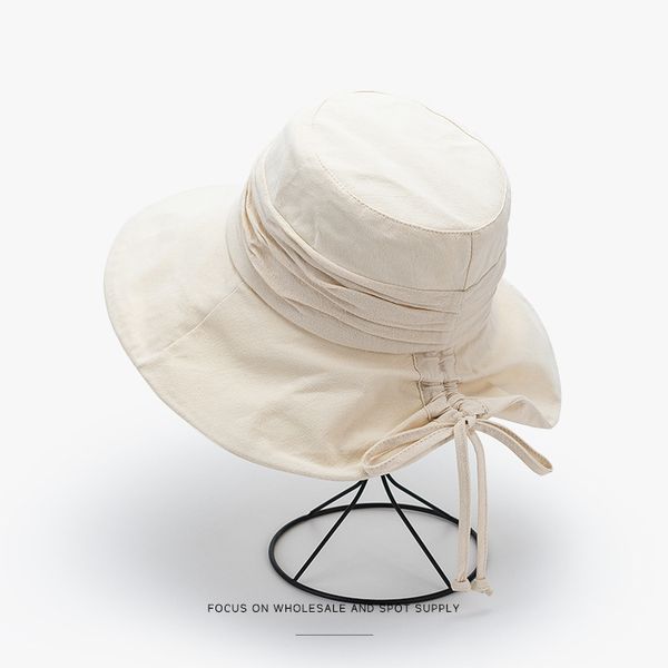 

fisherman hat japanese tide breathable sunscreen sun bow hat female summer big brim korean version net red sun hiking, Blue;gray