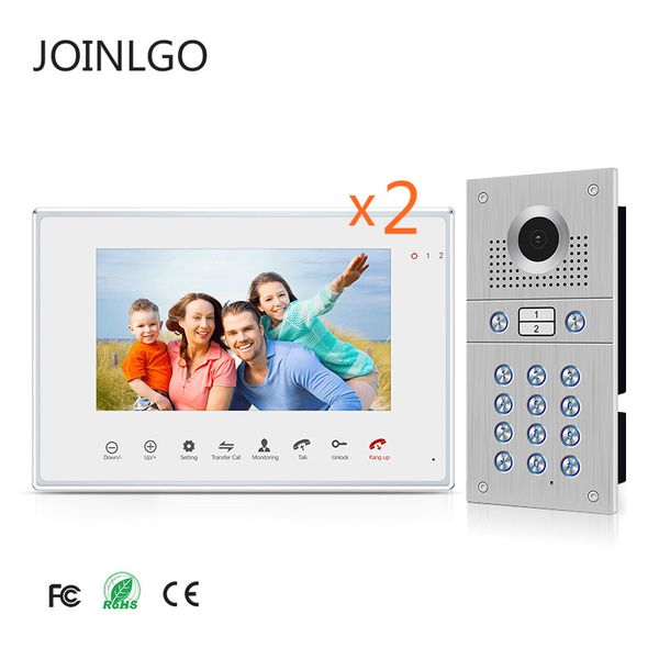 

video door phones wired 7 inch touch button monitor phone intercom system / keypad camera doorbell for 2 apartments houses