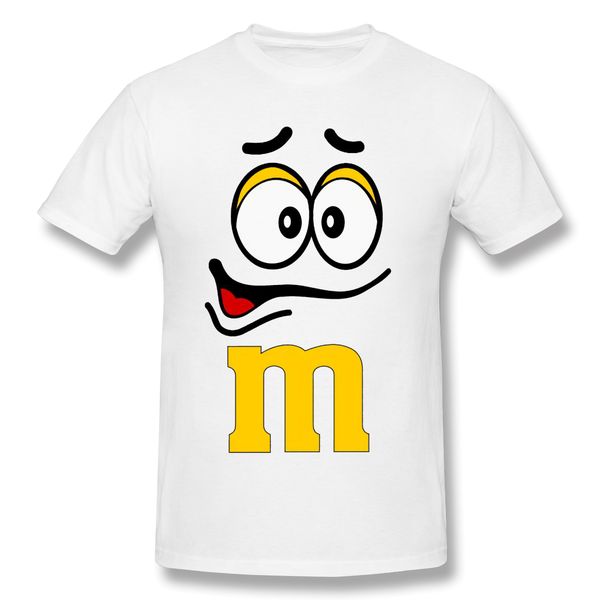 

yellow smiling face t-shirt print basic tee shirt funny design m&m's chocolate candy streetwear print homme ing