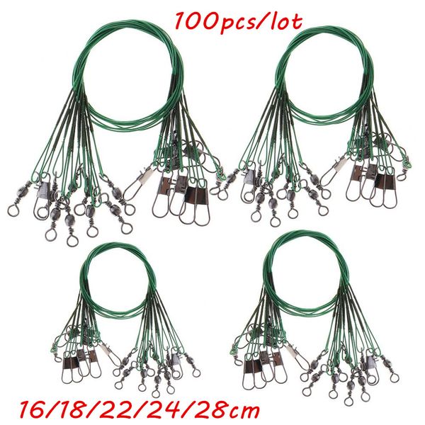 

100pcs/lot 5 sizes mixed 16cm-28cm anti-bite steel wire fishing lines stainless steel snaps & swivels pesca fishing tackle accessories bl_45