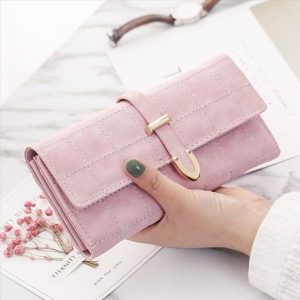 

pink leather long wallet handbag coin pocket card holder womens phone wallets and purses money bags long wallets, Red;black