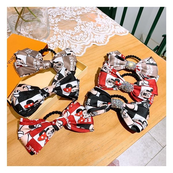

Signature-P Designers style Dongdaemun cartoon cute bow all-match rubber band hair drill ring decoration