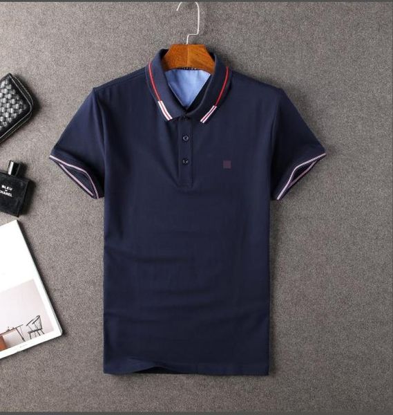 

blueberries men's lapel simple pure color short-sleeved shirt, White;black