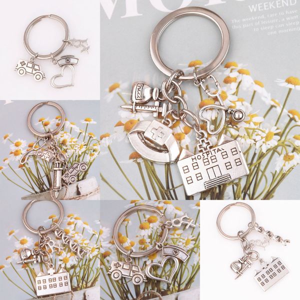 

1pc creative stethoscope keychain ambulance pendant keyring gift jewelry accessories, Silver