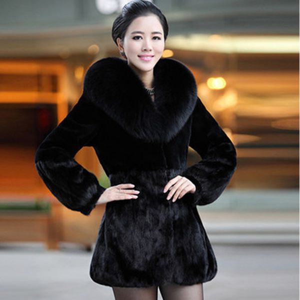 

new imitation fur grass coat 2020 large size women's long coat, Black