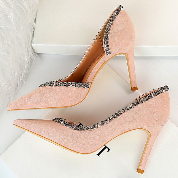 

women 8cm 10cm high heels crystal glitter pumps lady fashion purple pointed escarpins fetish pink low heels party shoes, Black