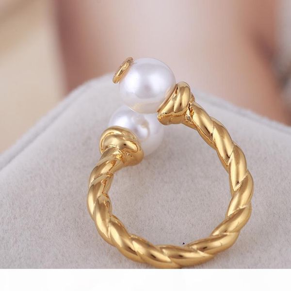 

brass material opening ring mid finger knuckle rings with pearl 0.8cm beads combination rings in us size 8# jewelry gift ps6415, Golden;silver