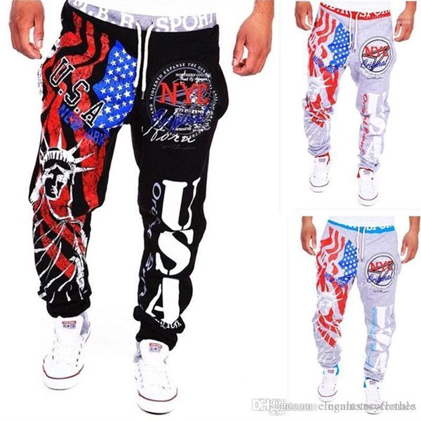 

joggers usa designer american pencil pants mens clothing teenager boy casual sports elastic pants, Black