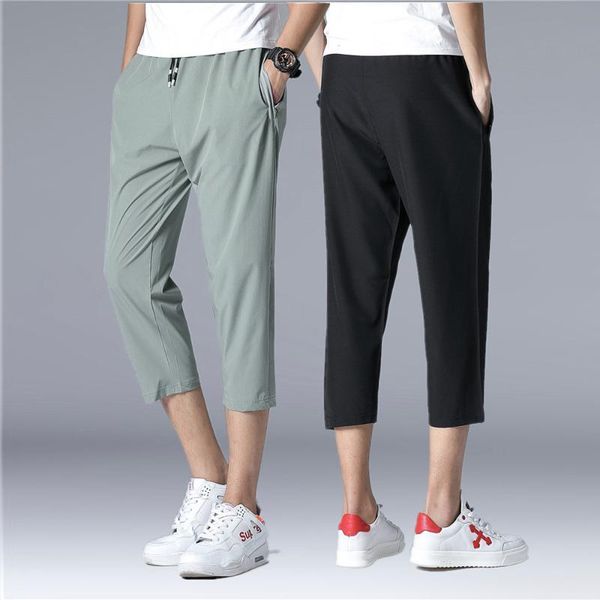 

2020 new men soccer training 3/4 pants sports running pant yoga fitness hiking tennis basketball jogging sweatpants thin, Black;blue