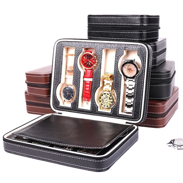

2/4/8 slots luxury fashion men leather watch box watch holder for men watches 0908-01, Black;blue