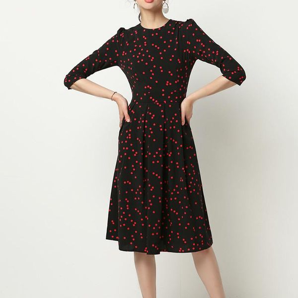 

dresses chiffon polka dot dresses for woman casual fashion patchwork dresses vestidos de verano womens designer pleated, Black;gray