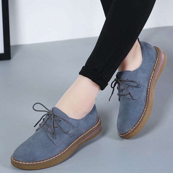 

spring women casual shoes platform sneakers shoes women lace up flat suede leather oxford, Black
