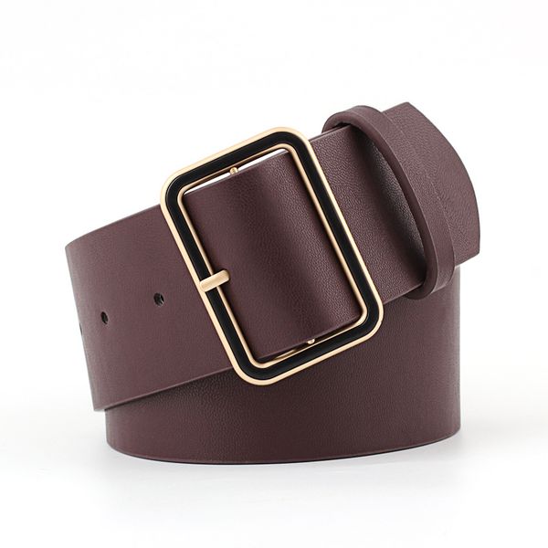 

new square buckle wide belt ladies decoration hundred matching shirt coat windbreaker dress belt red black coffee, Black;brown