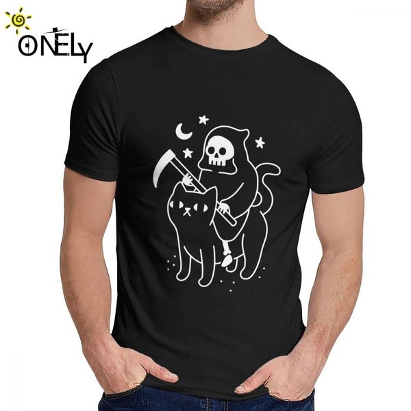

natural cotton death rides a black cat t shirt for man custom nice classic round neck camiseta