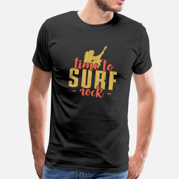 

time to surf rock awesome gift music lover t shirt men designing cotton crew neck trend anti-wrinkle funny casual spring autumn slim shirt
