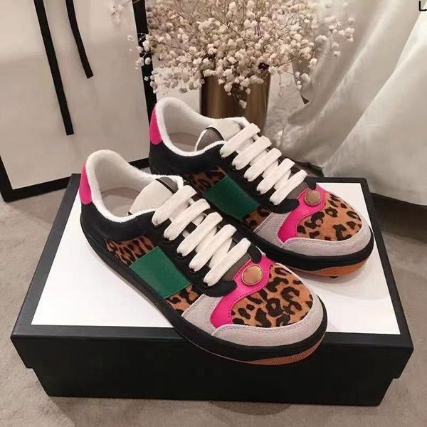 

new screener dirty designer shoes luxury real leather designer sneaker man ace embroidered strawberry casual shoes for womens r, Black