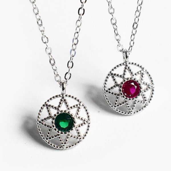 

ювелирные изделия стерлингового серебра s925 ожерелье кулон ожерелье повезло выдалбливают диск для женщин горячей моды, Silver