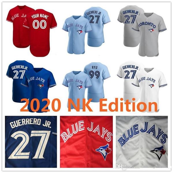 

custom 2020 blue jays jersey bo bichette toronto vladimir guerrero jr. cavan biggio hyun-jin ryu yamaguchi randal grichuk drury hernandez, Blue;black