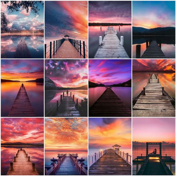 

azqsd diy oil painting by numbers on canvas landscape handpainted gift kits pictures by numbers bridge home decoration