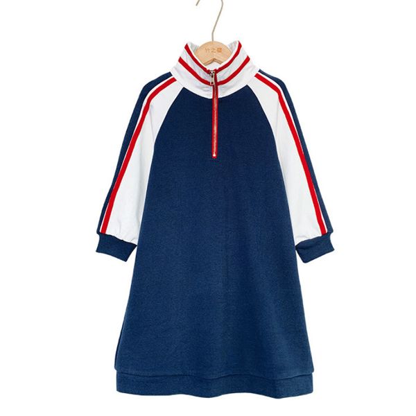 

6y to 16y turtleneck girls dress autumn new 2020 patchwork children sports dress toddler clothes kids sweatshirt dress, Red;yellow