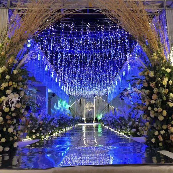 

led curtain light string ice bar waterfall starry romantic wedding festival bar shopping mall outdoor waterproof decorative light