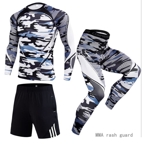 

new 2021 moisture wicking rsunning suit t-shirts sport man gym track suit jogging suits fitness leggings cycling underwear, Black;blue