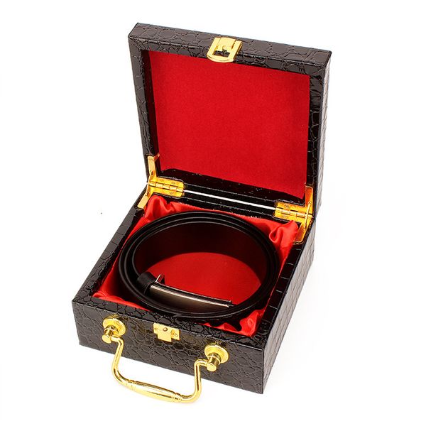 

Black Crocodile Leather Premium Leather Belt Wallet Leather Quality Portable Gift Box Flip Belt Box