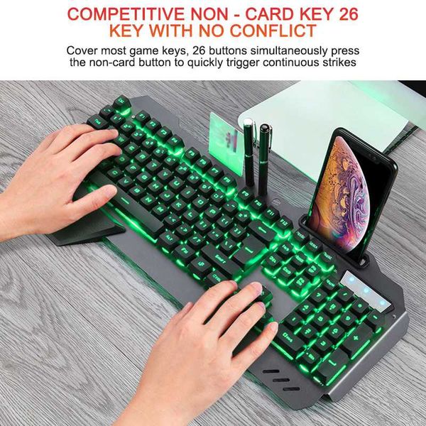 

механическая игровая клавиатура с подсветкой rgb держателя телефона проводных эргономичной клавиатурой gamer для tablet desktop для pubg