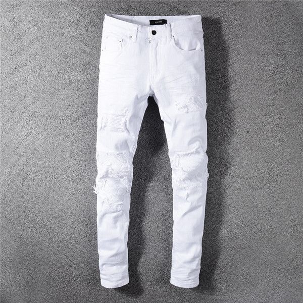 

mens stylist jeans distressed zipper hole jeans casual jeans men skinny biker pants blue classic hip hop pants