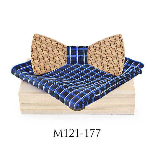 

sitonjwly handmade shirt wooden bow tie pocket towel set for men's wood bowtie business handkerchief for wedding groom accessory, Blue;purple