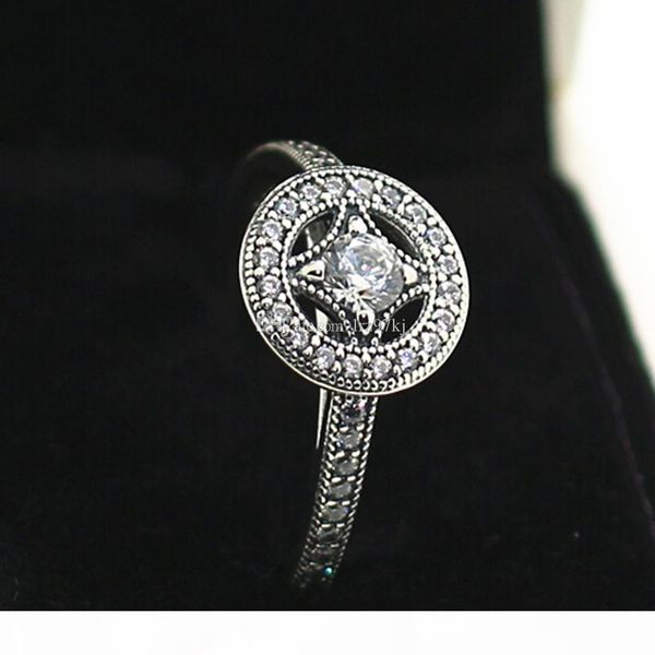 

100% 925 sterling silver vintage allure ring with clear cz european designer style jewelry charm ring, Golden;silver