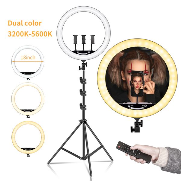 

18 inch dimmable pgraphic lighting studio video led ring light 3200-5600k for smart phone makeup live youtube portrait