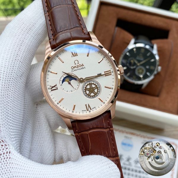 

2020 new mens luxury watch mens brand sports watch designer four-pin mechanical watch 316 stainless steel case waterproof watches gift 72310, Slivery;brown