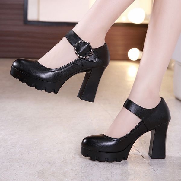 

2020 cheongsam shoes catwalk show high heels thick with model shoes work black women's shallow mouth single