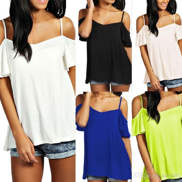 

loose women t shirt summer strapless off shoulder short ruffle sleeves thin female shirt, White;black