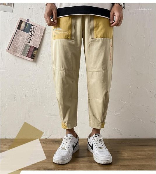 

trousers loose pants men casual print straight trousers capris men fashion casual pants hip hop men, Black
