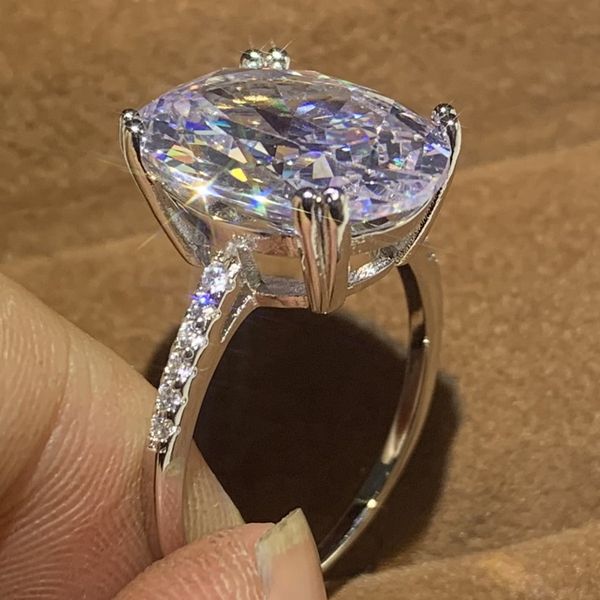 

size 5-10 luxury jewelry solitaire diamond real 925 sterling silver oval cut white z gemstones dove egg women wedding band ring gift, Slivery;golden