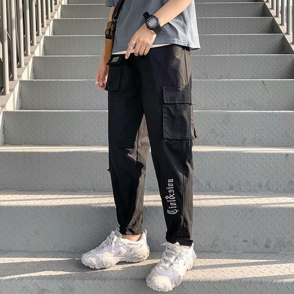 

men spring summer 2020 harem pants mens japan style joggers male korean trousers clothing ankle-length pants, Black