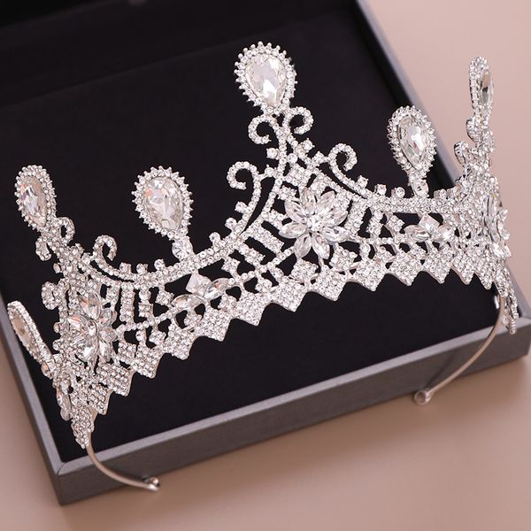 

luxury bridal tiara baroque wedding crown headpiece silver color crystal rhinestone tiaras and crowns wedding hair accessories, White;golden