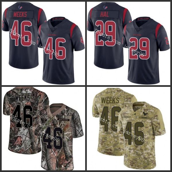 

houston texans red 46 jon weeks 29 andre hal white blue nfl team color stitched football vapor untouchable jersey, Black;red