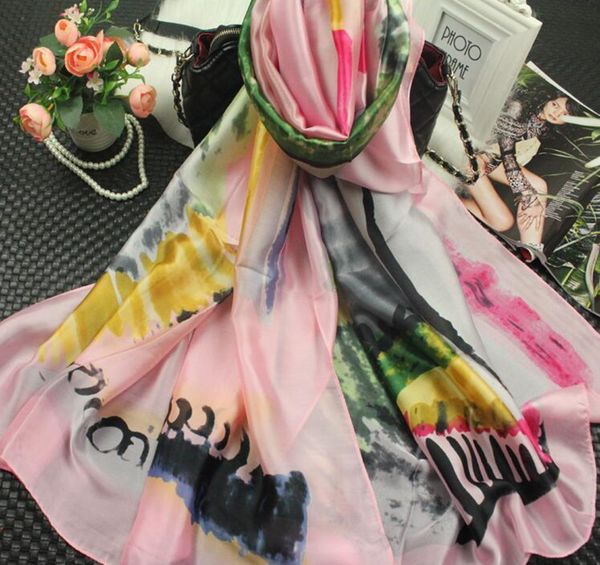 

factory direct sales luxury silk scarf for women 2019 spring designer floral flower long scarves wrap 180x90cm shawls, Blue;gray