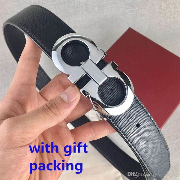 

mens woman belts cowhide belt fashion smooth buckle width 3.5cm highly quality with gift box, Black;brown