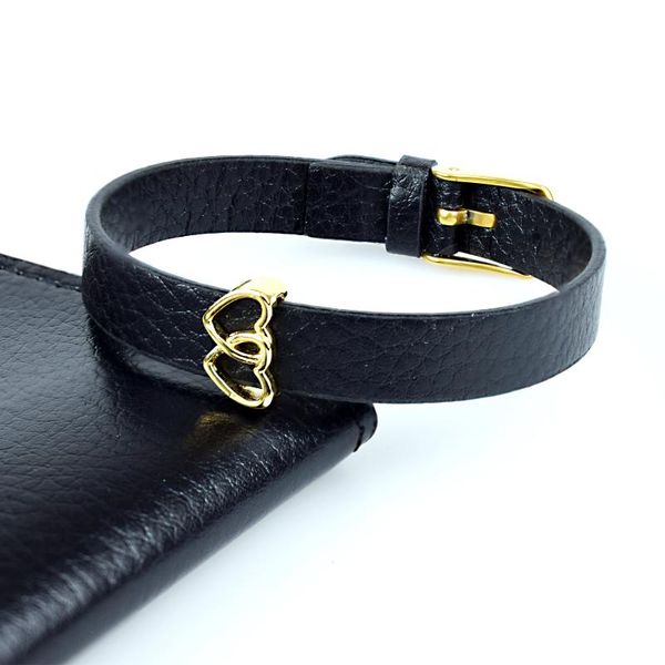 

funny loving emoticon leather bracelet with charm double heart women fashion jewelry, Golden;silver