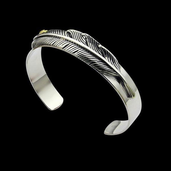 

2020 designer goro gaucho feather opening bracelet asian gold version retro couple bracelet for men and women, Black