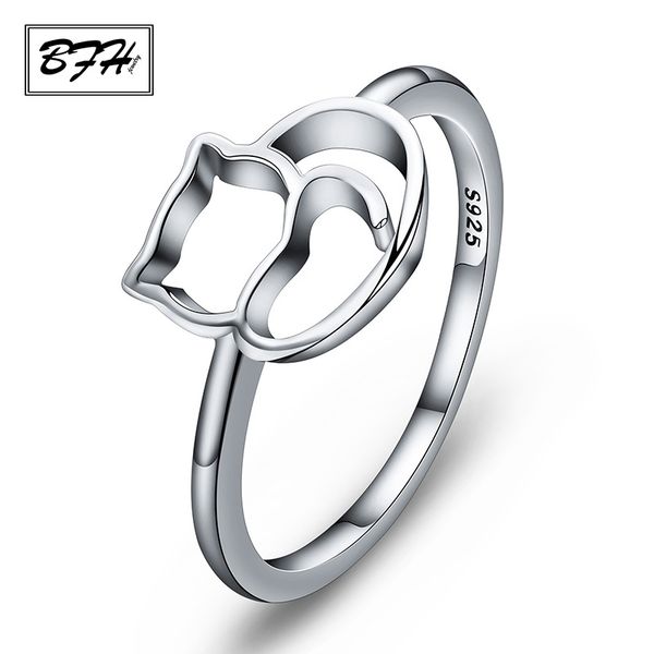 

bfh new fashion silver colour elegant wedding rings for women geometric cat & heart finger wear jewelry love ring engagement, Slivery;golden